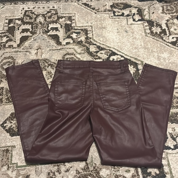 Edgerly waxed denim jeans maroon burgundy high rise slim straight leg ankle - Picture 4 of 6